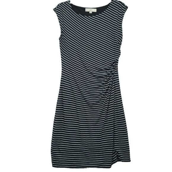 LOFT Dresses & Skirts - LOFT Black White Striped Jersey Knit Dress